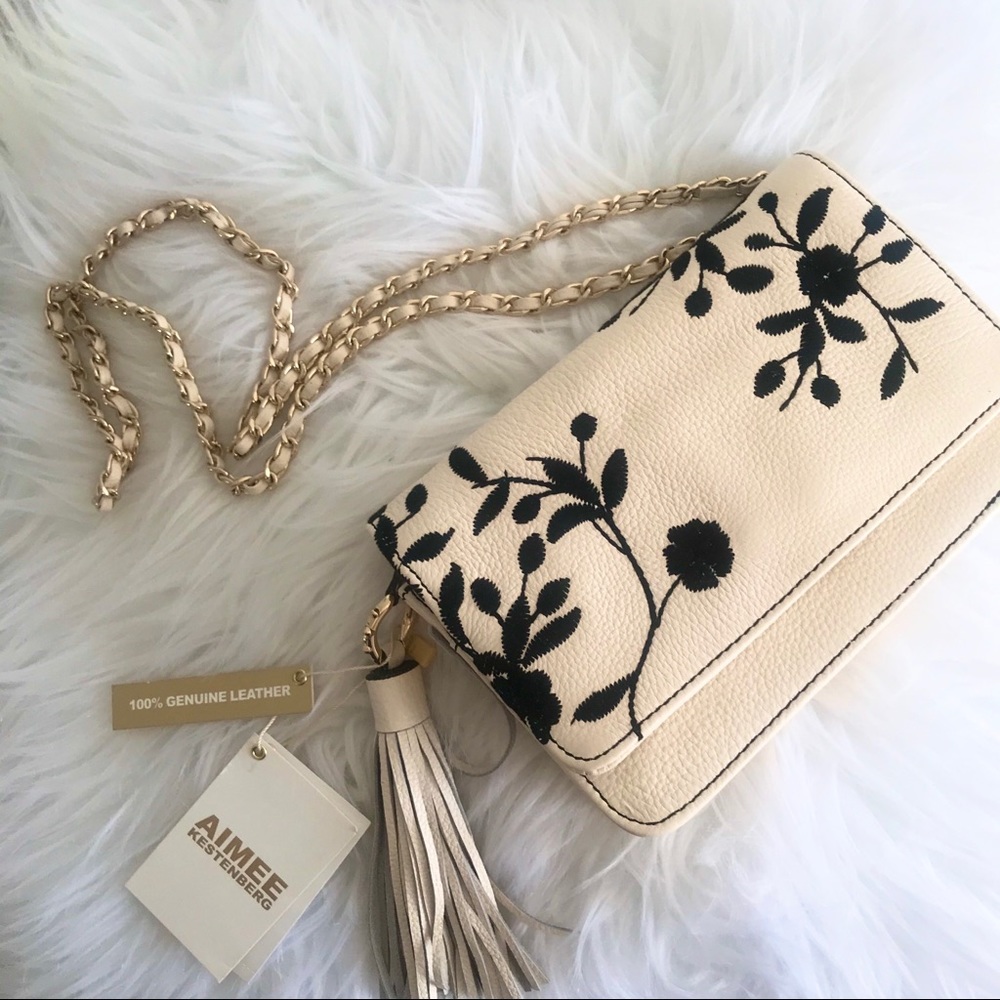 COPY - Aimee Kestenberg Cream Floral Crossbod Leather Bag - Picture 2 of 15